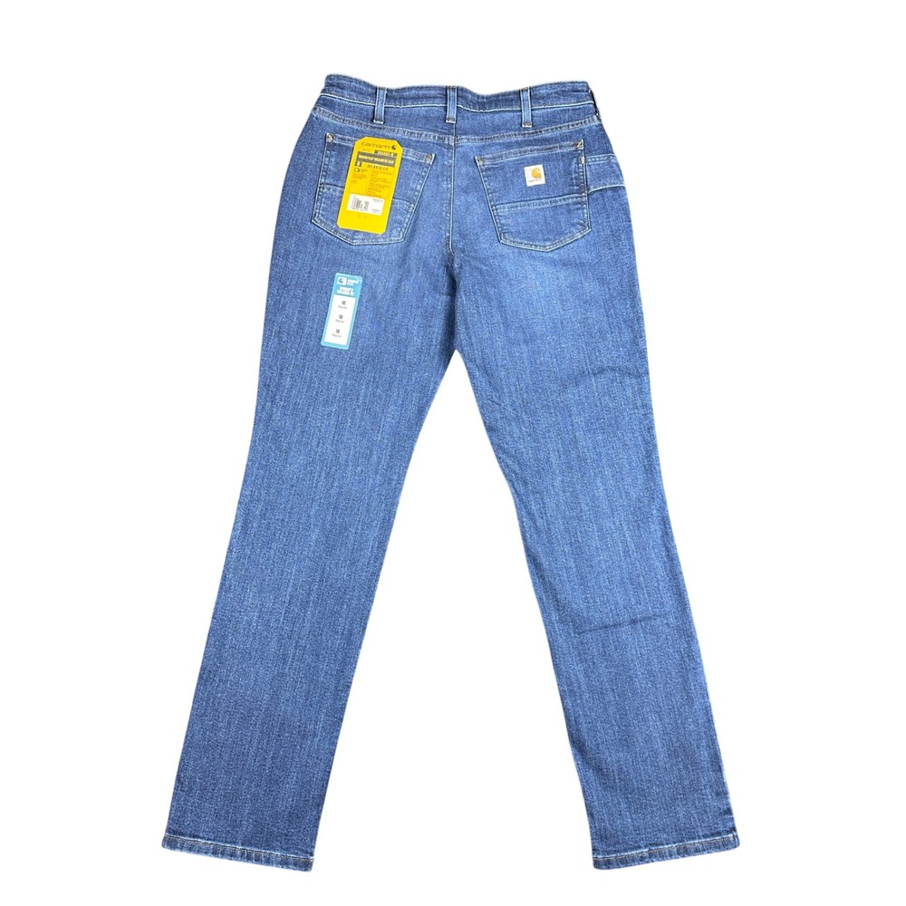 Carhartt Rugged Flex Relaxed Fit Jeans Womens 10 R Medium Wash with Utility Band